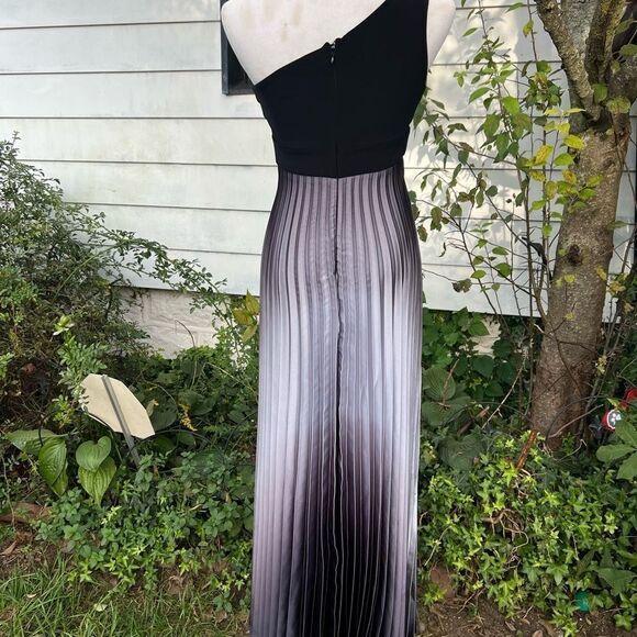 **** Betsy & Adam One Shoulder Ombré Pleated Gown (T) - Picture 8 of 13